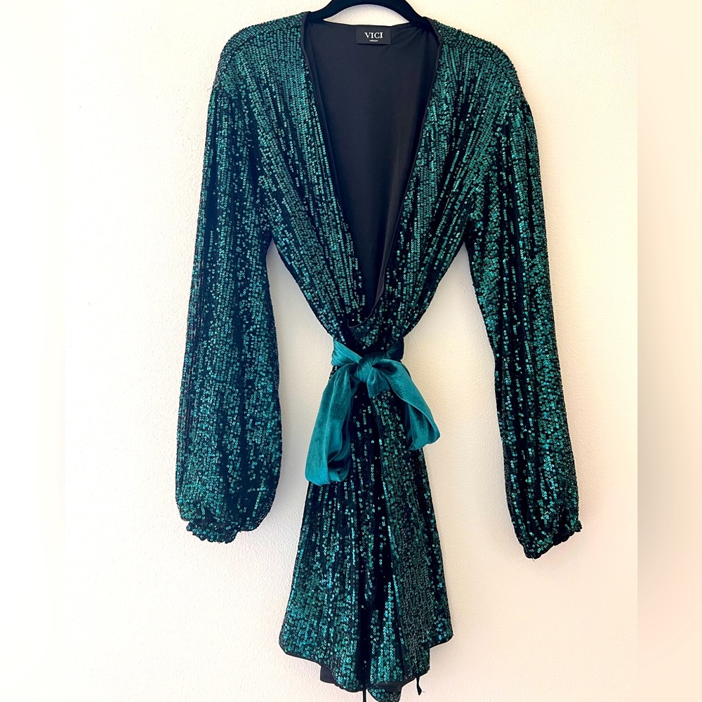 Vici Sequin Wrap Dress